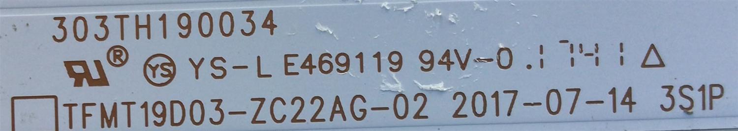 LED PARA TV ELEMENT (1 PIEZA) / NUMERO DE PARTE 303TH190034 / TFMT19D03-ZC22AG-02 / TH190M04 / 112600101ZC00 / Z/2010035859-6 / 171103A2/15040 / MODELO ELEFW195 - Imagen 2